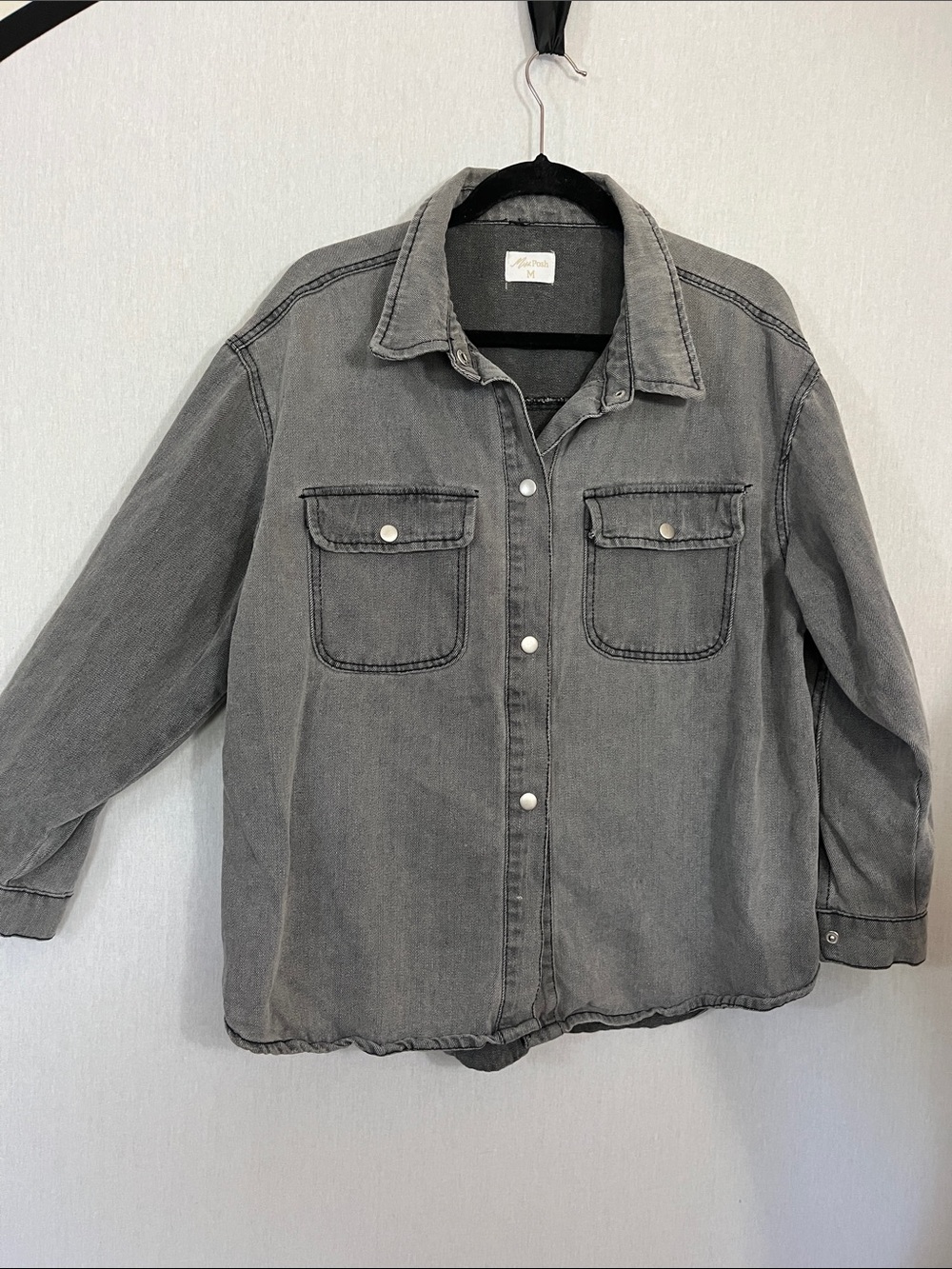 Miss Posh Gray Washed Denim Jacket Heavy Duty oversized